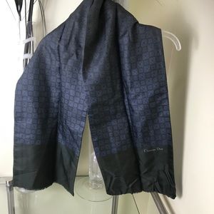 Dior Silk Wool Logo Scarf Unisex Men’s Vintage Wrap Shawl Reversible Minimalist
